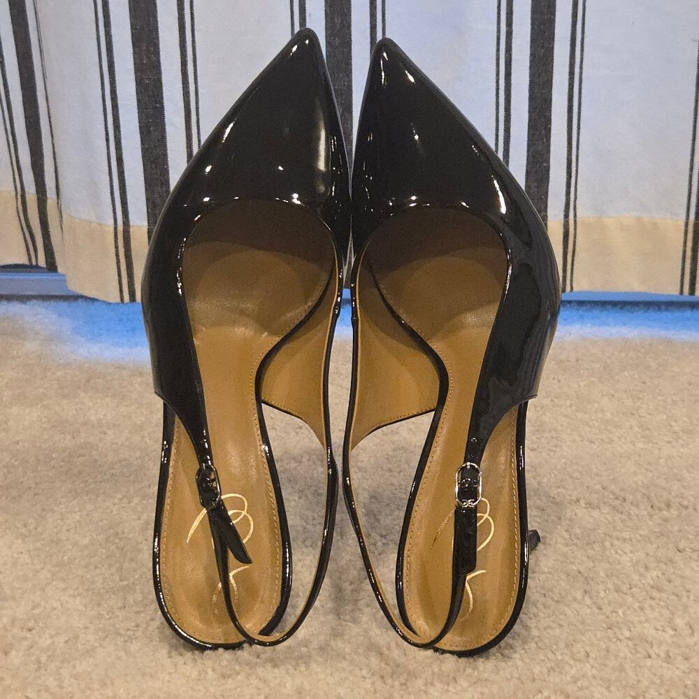 Sam Edelman Hazel Sling Black Patent Slingback Pumps 13 - Picture 6 of 7
